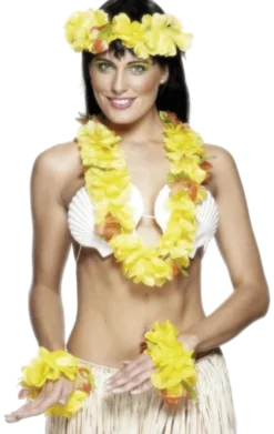 Smiffys YELLOW Hawaiian Leis Set