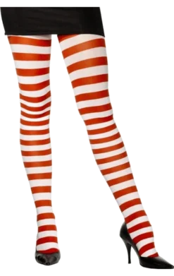 Smiffys Red And White Striped Tights Carnival