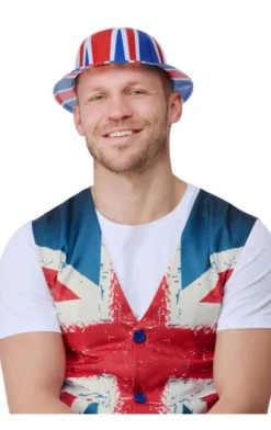 Generic Adult Unisex Plastic Union Jack Bowler Hat Around The World