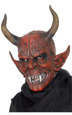 Smiffys Halloween Adult Full Head Devil Mask With Horns