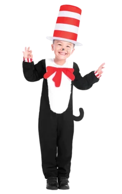 Amscan All Girls Costumes Kids Cat In The Hat Jumpsuit 
