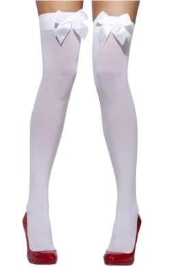 Smiffys White Stockings With Bow Alice In Wonderland