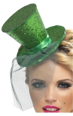 Smiffys Christmas Mini Top Hat Green Accessory