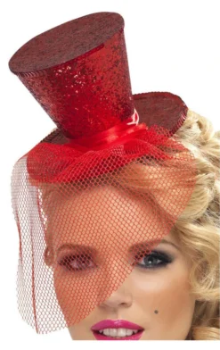Smiffys Mini Top Hat Red Accessory Christmas