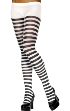 Smiffys Adult Tights Striped Black And White