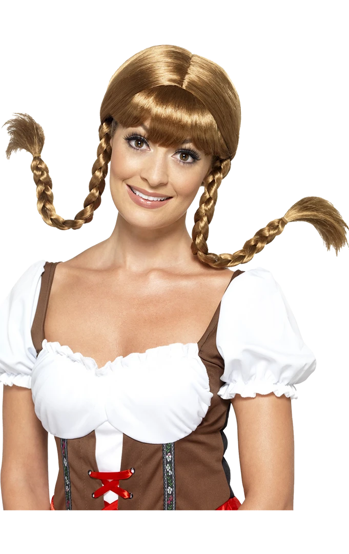 Smiffys Adult Bavarian Babe Brown Wig Hen Party