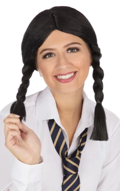 Bristol Novelty School Girl Black Wig Accessories
