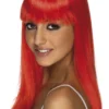 Smiffys Adult Glamourama Wig NEON RED Accessories