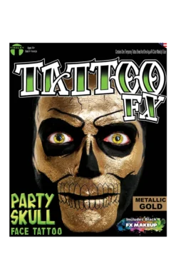 Tinsley Transfers Metallic Gold Skull Tattoo FX Accessories
