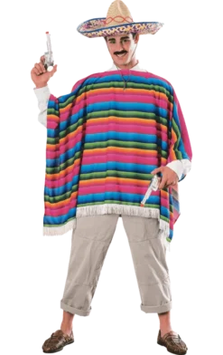 Rubies All Mens Costumes Adult Mexican Serape Poncho W Sombrero Hat
