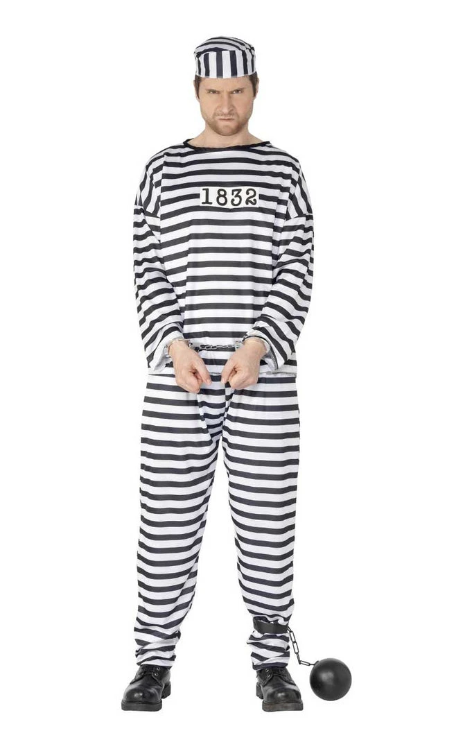 Smiffys All Mens Costumes Adult Budget Convict Costume