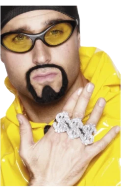 Bristol Novelty Silver Glitter Triple Dollar Ring Accessory