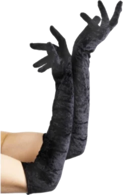 Smiffys Long Black VELVET Gloves