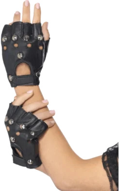 Smiffys Adult Studded Punk Gloves 1980s