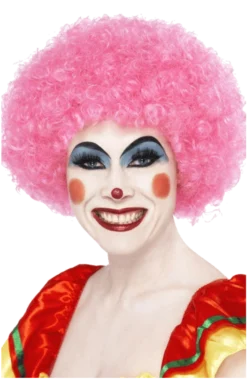 Bristol Novelty Pink Clown Afro Wig Accessories