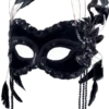 Bristol Novelty Black Velvet Mask With Feathers Accessories