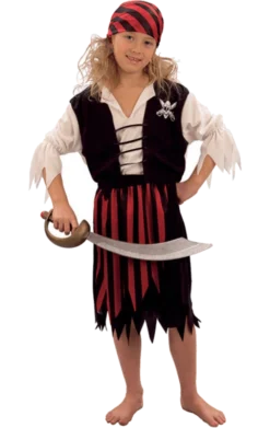 Bristol Novelty All Girls Costumes Child Striped Pirate Girl Costume