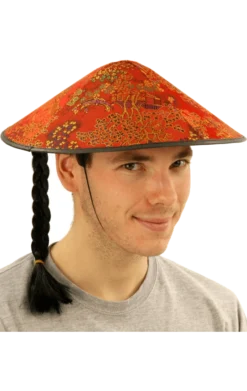 Bristol Novelty Chinese Coolie Hat With Plait All Mens Costumes