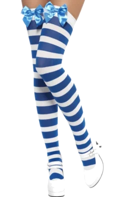 Smiffys All Womens Costumes Striped Stockings (Blue & White)