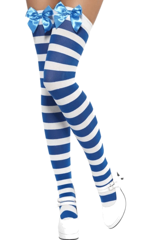 Smiffys All Womens Costumes Striped Stockings (Blue & White)