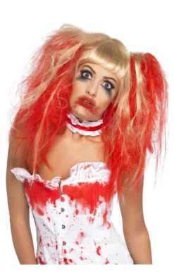 Smiffys All Womens Costumes Blood Drip Wig Red & Blonde Wig