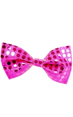 Bristol Novelty Pink Sequin Bow Tie Burlesque