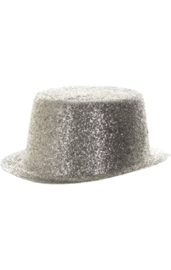 Bristol Novelty Silver Glitter Top Hat