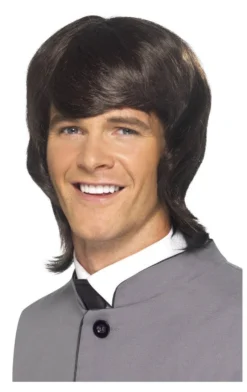 Smiffys All Mens Costumes 60s Popstar Short Brown Wig Accessory