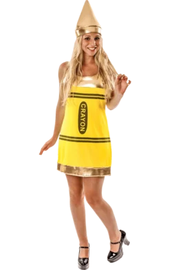 Orion Costumes Women's Yellow Crayon Fancy Dress Costume