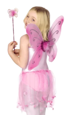 Smiffys Kids Pink Butterfly Wings & Wand Set All Girls Costumes