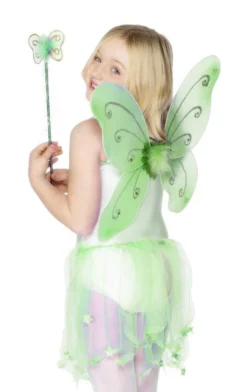 Smiffys All Girls Costumes Green Butterfly Wings And Wand