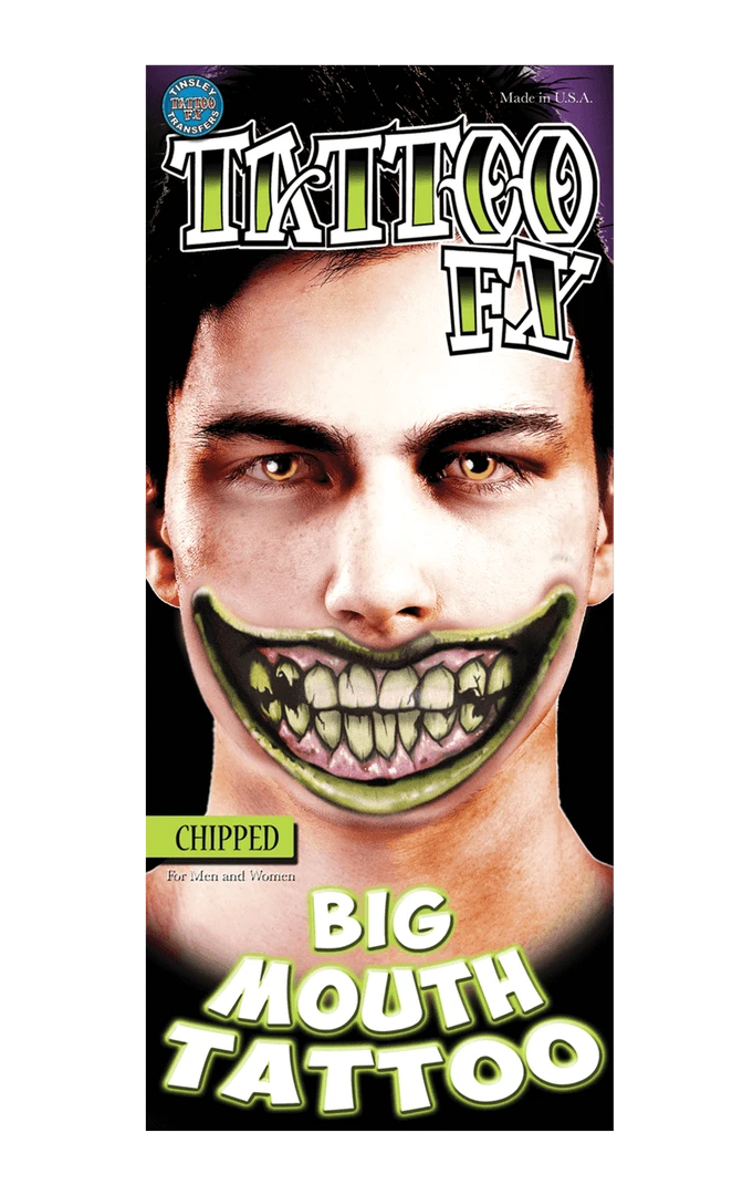 Tinsley Transfers Chipped Big Mouth Temporary Tattoo Clowns