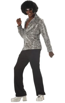 California Costumes All Mens Costumes Adult Groovy Disco 70s Shirt With Wig