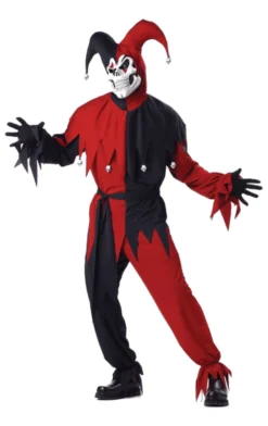 California Costumes All Mens Costumes Red And Black Evil Jester Costume