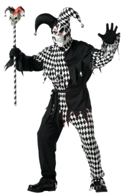 California Costumes All Mens Costumes Adult Black And White Evil Jester Costume