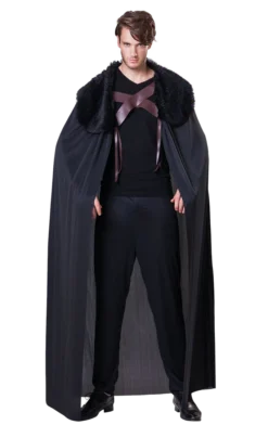 Bristol Novelty Black Fur Collared Cape All Mens Costumes