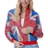 Generic Around The World Womens Union Jack Sequin Bomber Jacket