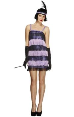Smiffys Fever Flapper Costume PURPLE All Womens Costumes