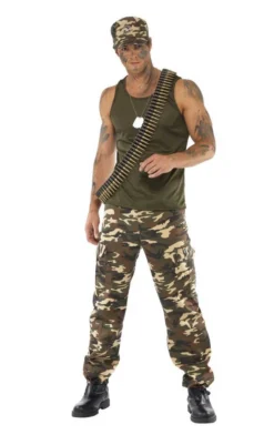 Smiffys All Mens Costumes Adult Khaki Camo Costume