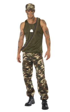Smiffys All Mens Costumes Adult Khaki Camo Costume