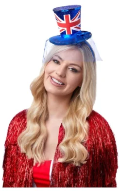 Generic Ladies Union Jack Mini Sequin Top Hat