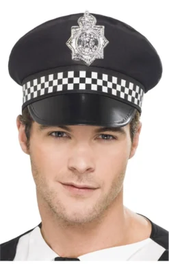 Smiffys Cops And Robbers Policeman Panda Cap Accessory